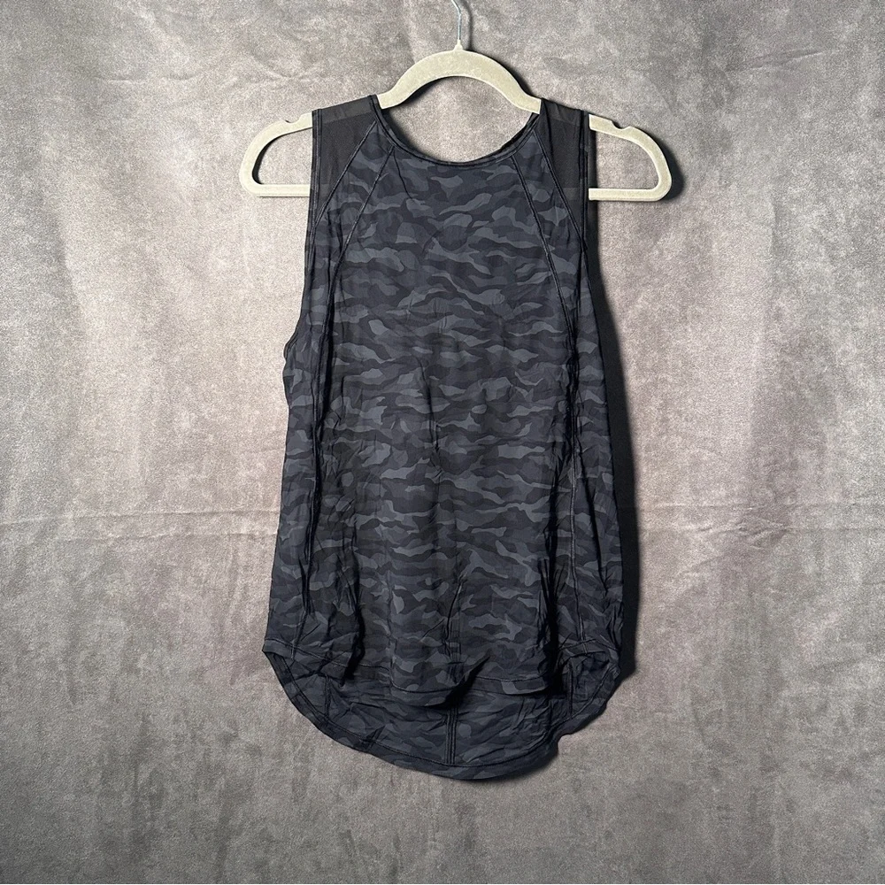 Lululemon Sculpt Tank Mesh Training Top Sequoia Camo Black Size 6 Athleisure - Picture 4 of 9